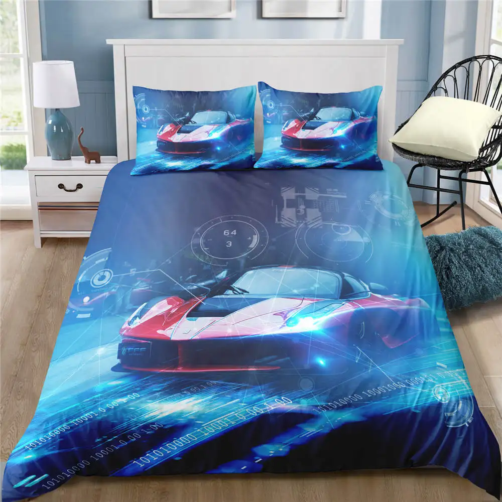

Monster Truck Motocycle Racer Boys Bed Linen Set Bedclothes Quilt Comforter Cover Adults Children Twin Bedding Duvet Cover Set