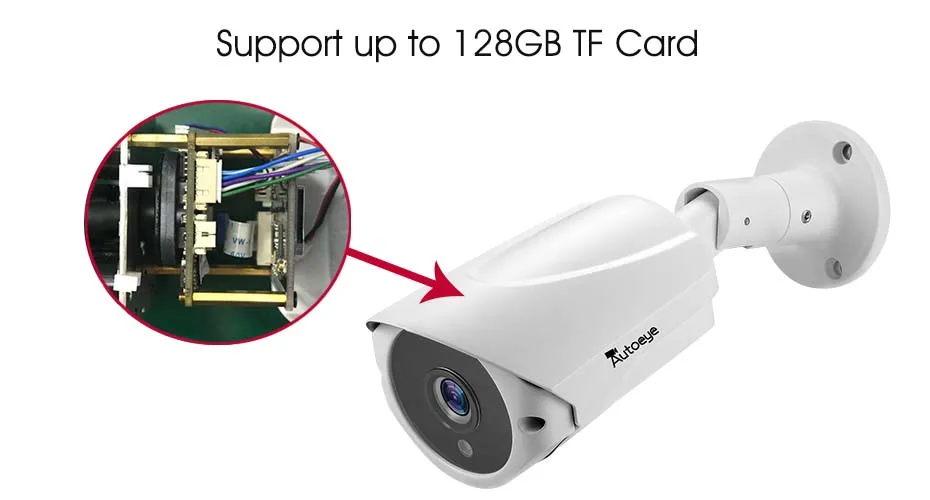 Autoeye POE IP камера PoE 1080P HD IP66 водонепроницаемая внутренняя наружная сетевая камера безопасности с поддержкой TF карты