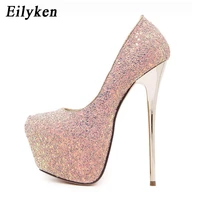 eilyken 2021 new platform ultra high heels woman shoes sexy bling pumps party dress shoes black pink blue size 34 45