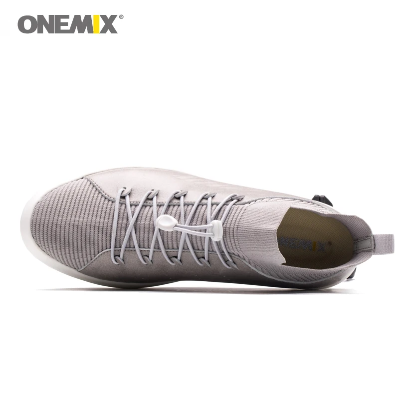 ONEMIX Man Walking Shoes For Men Microfiber Leather Sneakers Nice Road Trends Skateboarding Shoe Gray Tennis Outdoor Footwear