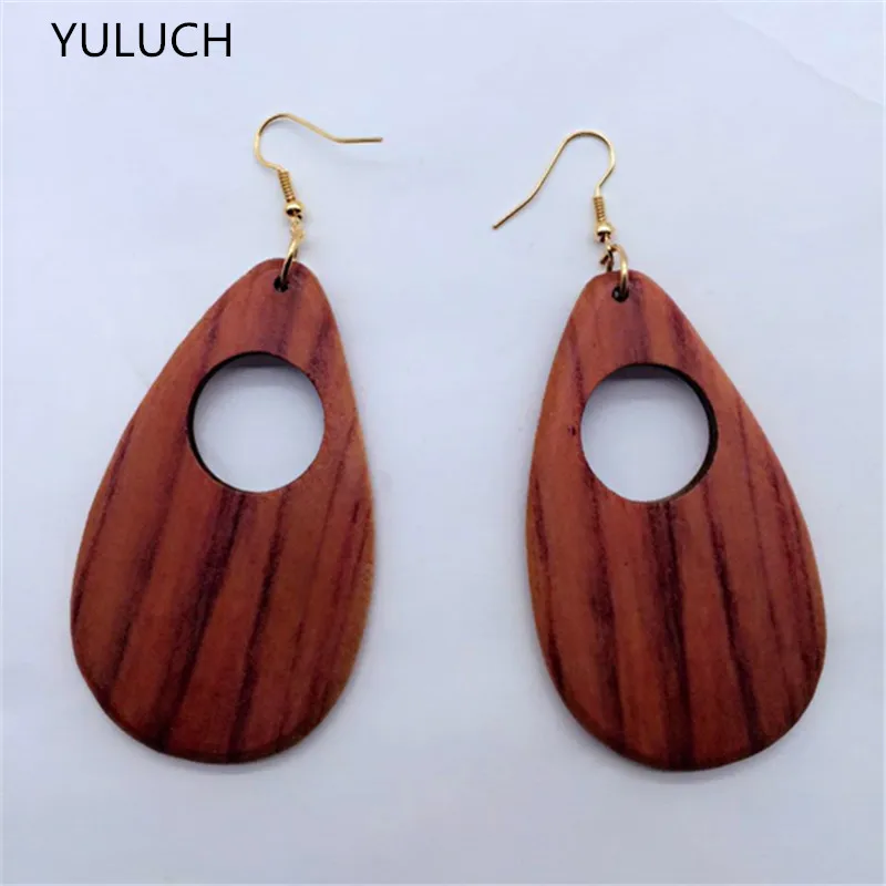 Модные новейшие африканские полые деревянные серьги хорошего качества