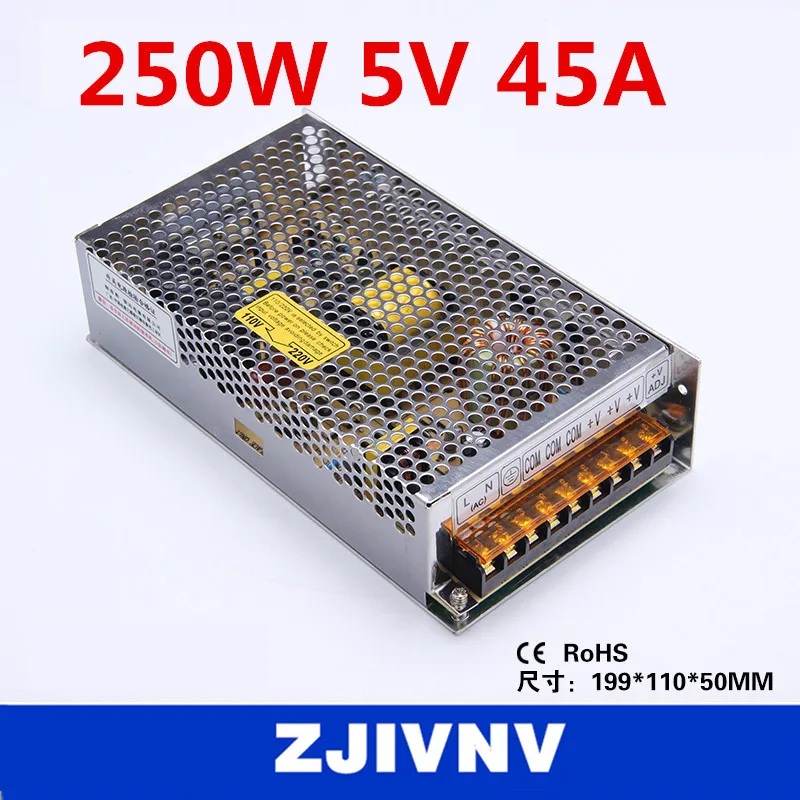 

250W SMPS output 5V 45A switching power supply for LED Strip light, led power supply (S-250-5)