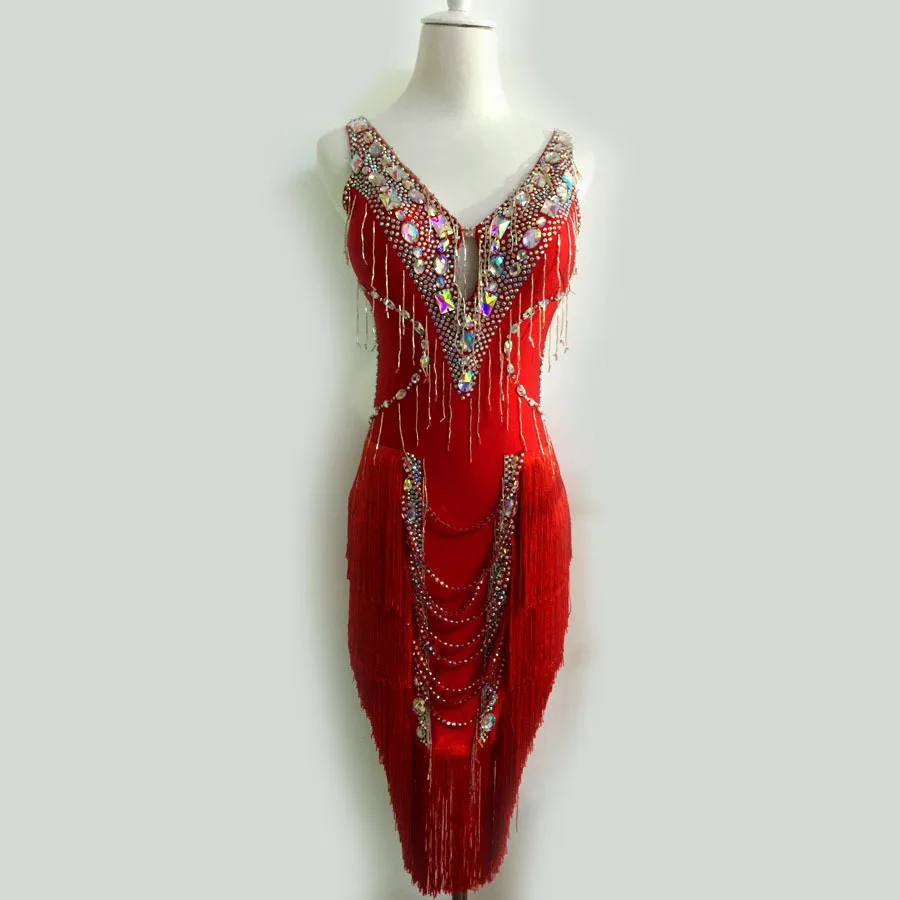 Новый стиль латинский танец костюм сексуальная кисточка латинские танцы платье