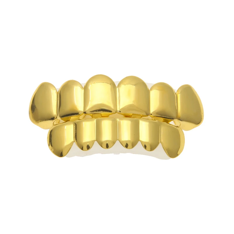 Gold C Хип-хоп ЗУБЫ Grillz набор золото серебро Топ и Bootom Groll Зубы вампира Панк зубы грили Косплей зубы колпачок Хэллоуин ювелирные изделия R40 - Окраска металла: Gold C