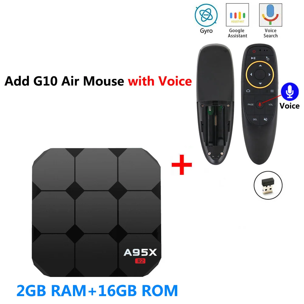 2GB 16GB add G10 A95X R2 Смарт ТВ приставка Android 7,1 Amlogic S905W четырехъядерный 2 ГБ DDR3 16 Гб rom телеприставка 4 к 3D H.265 2,4 ГГц Wifi HD медиаплеер - Цвет: 2GB 16GB add G10