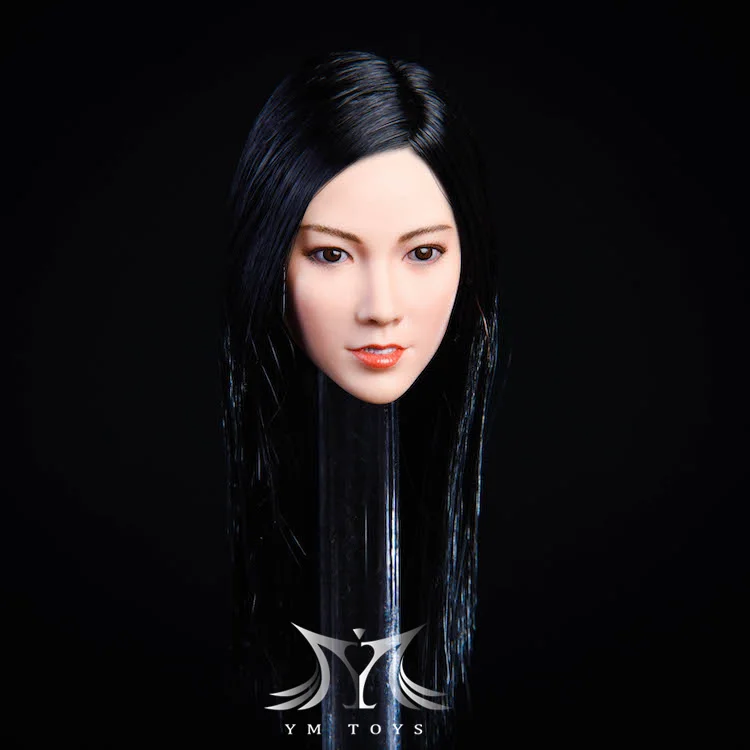 Масштаб 1/6 Qian короткие волосы азиатская красивая голова резьба длинные вьющиеся
