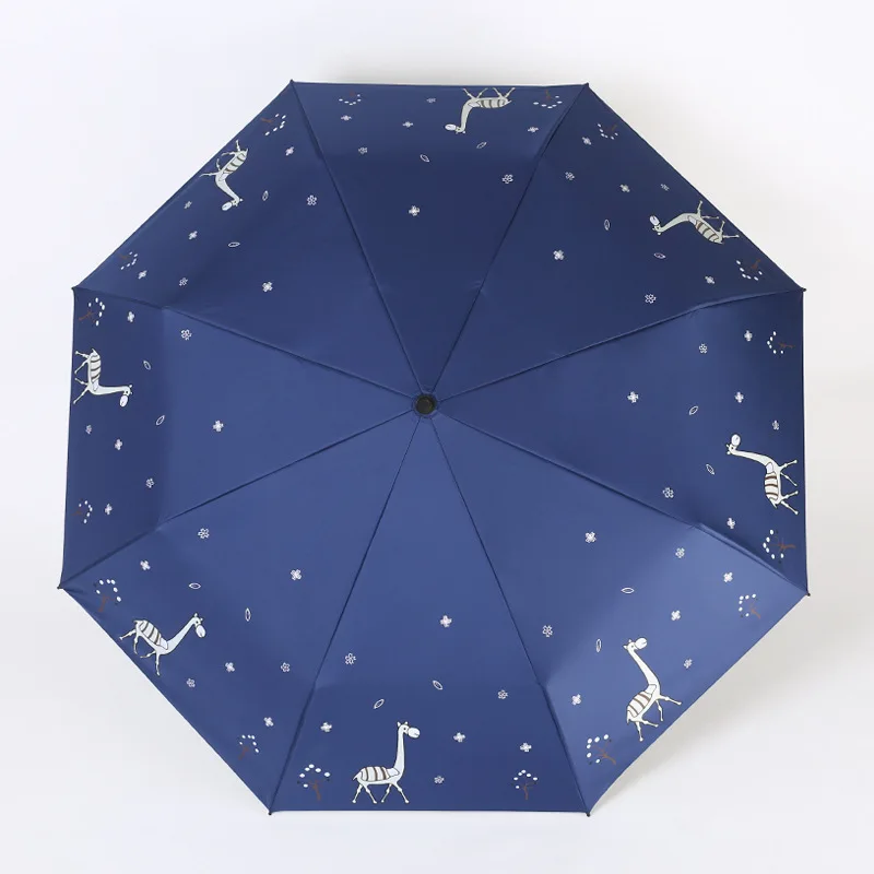 

Fashion New Korean umbrella 3 folding 8K Sun Rain UV Non-Automatic umbrella For Women Lovely Giraffe Paraguas umbrella