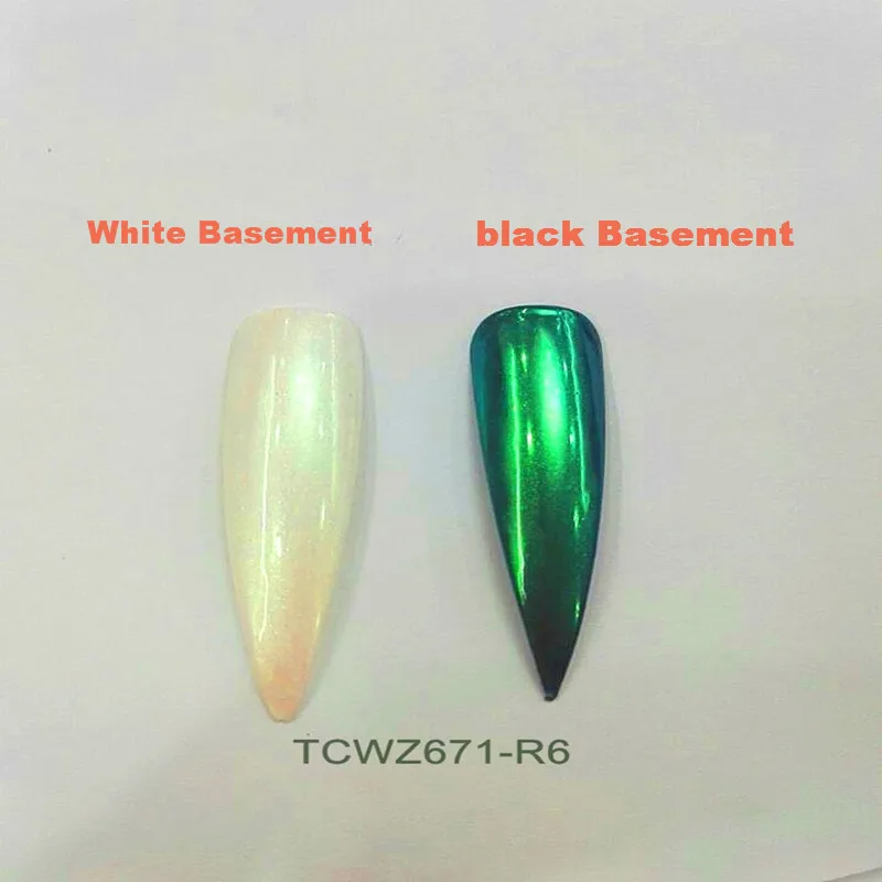 

TCWZ671-R6 Tridimensional twinkling Mirror Pigment Green color pearlescent powder color shifting magic for nail art or others