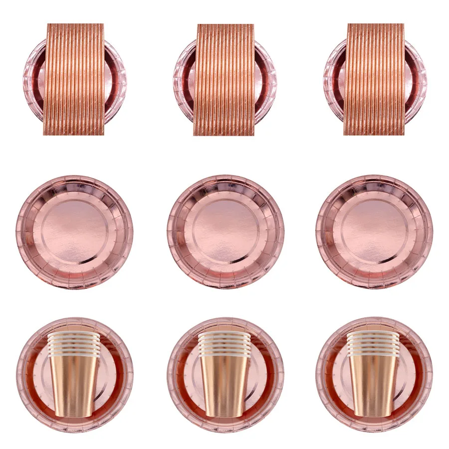 7-дюймовый Одноразовые наборы розовое золото фольги золотые украшения для