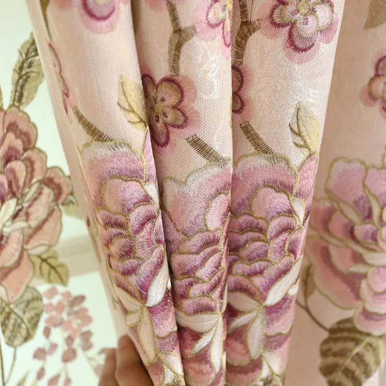 Полиэфирные европейские Роскошные элегантные занавески с вышивкой для гостиной