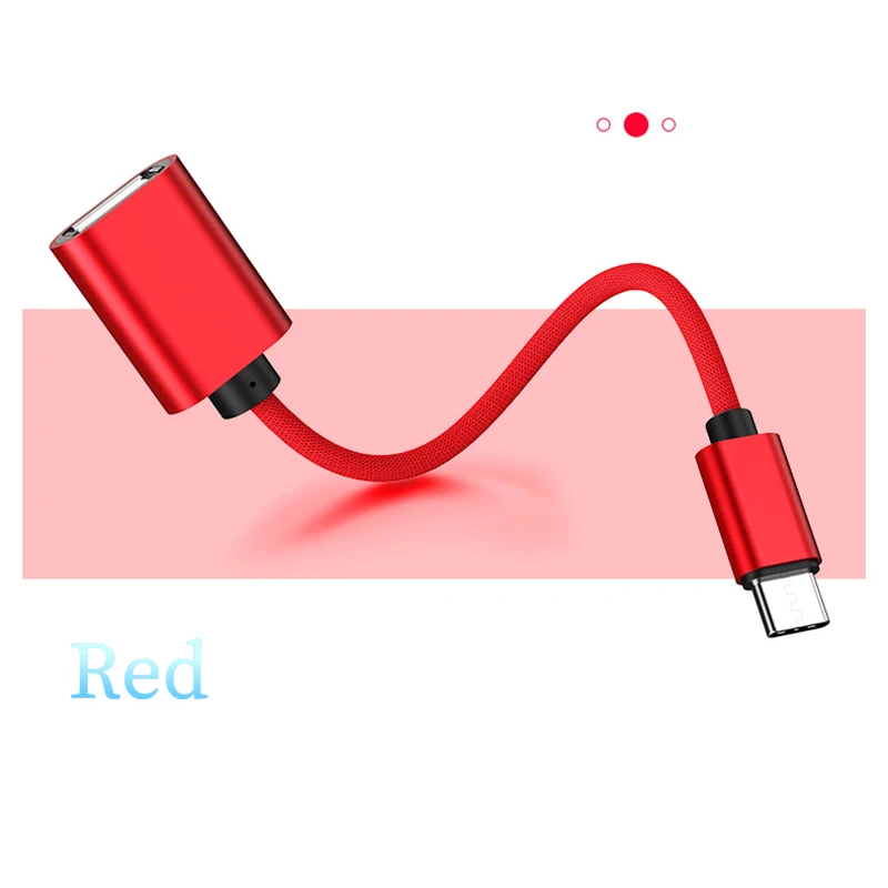Красный Кабель-адаптер USB OTG типа C для Xiaomi Redmi Note 7 разъем USB C типа C для samsung S10 huawei Tablet USB 2,0 OTG Adaptador - Цвет: Красный