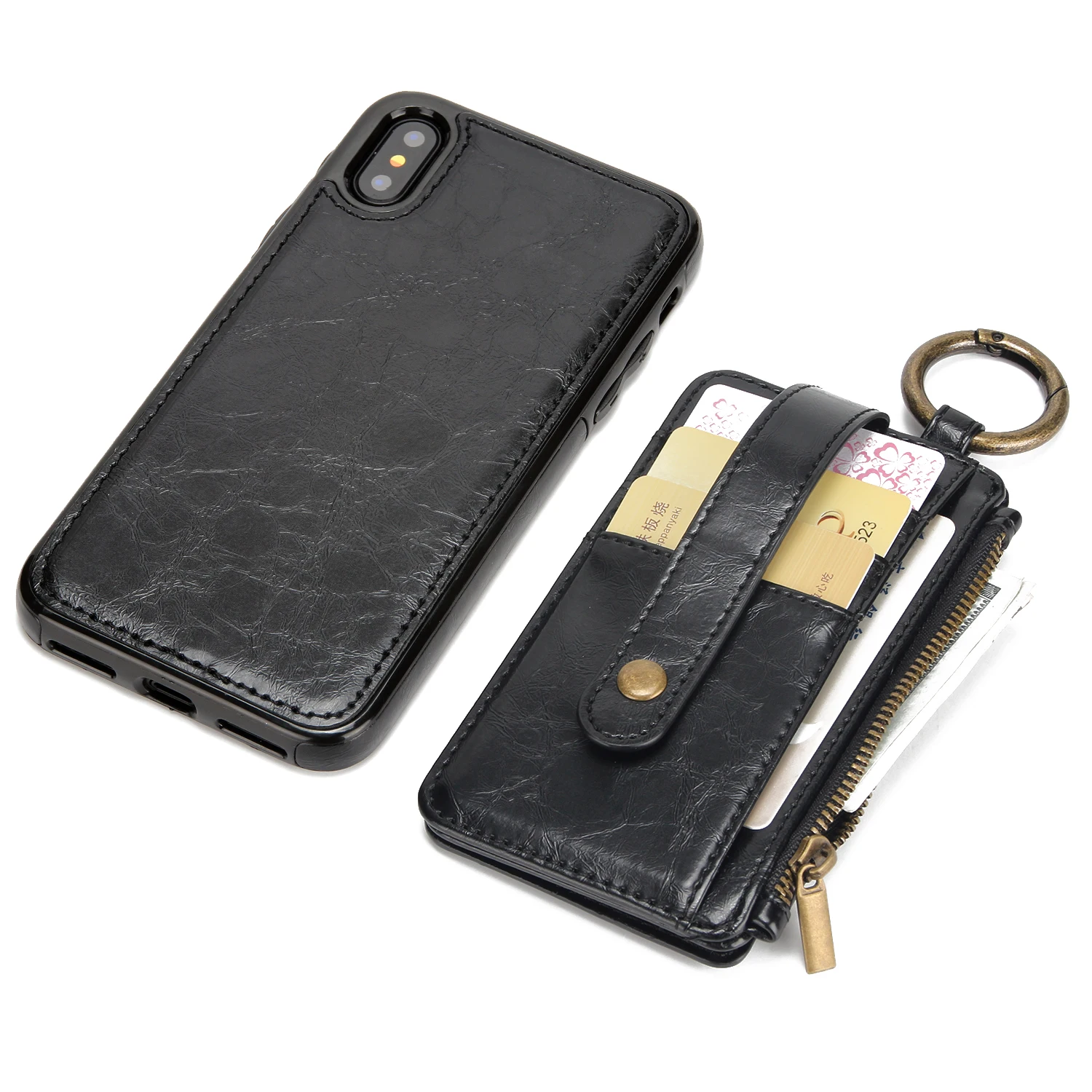 Съемный кожаный бумажник карты стенд для Iphone X 8 7 6 S 5 5S SE samsung S8 плюс s7 S6 края