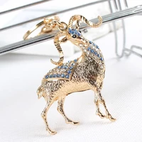 chinese zodiac goat sheep lovely crystal rhinestone charm pendant purse bag car key ring chain creative wedding party gift