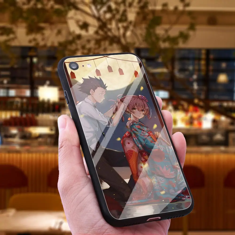 WEBBEDEPP A Silent Voice Tempered Glass Phone Case for Apple iPhone Xr Xs Max X or 10 8 7 6 6S Plus 5 5S SE 7Plus |