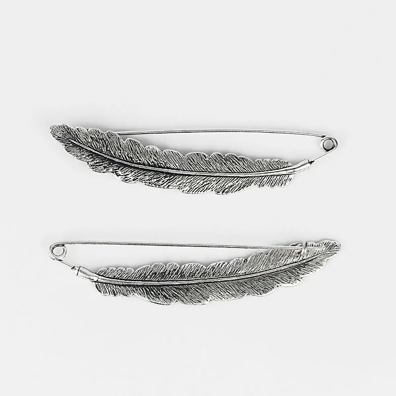 2 шт. антикварные листья шпильки с перьями Броши бижутерия хиджаб безопасная