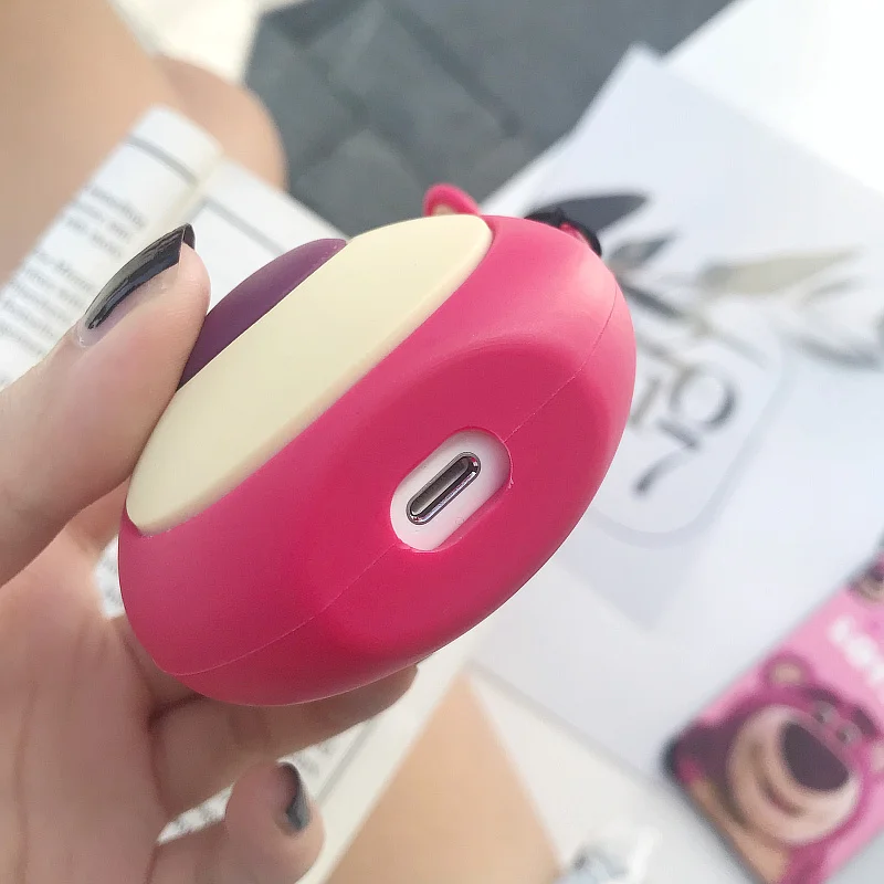Мягкий силиконовый чехол Airpods для Apple Airpods 1/2 с мультяшным медведем, силикагелевый чехол для зарядки наушников, чехол с защитой от потери