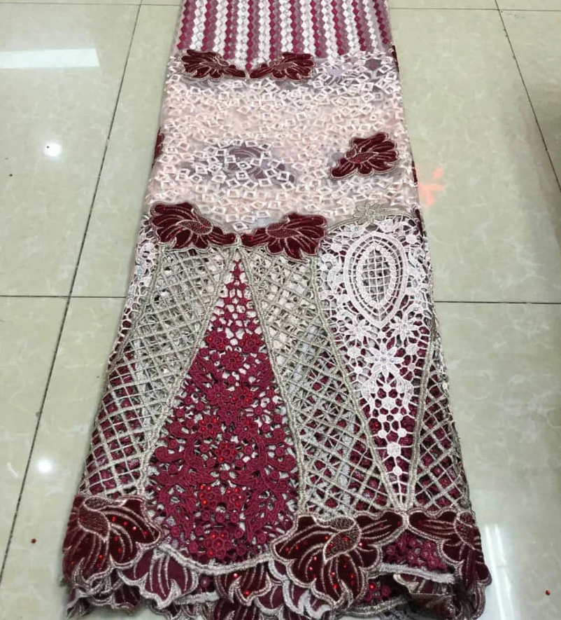 

New fashion African Lace Fabric Guipure Lace Mix Velvet French Net Laces Fabric With Stones High Quality