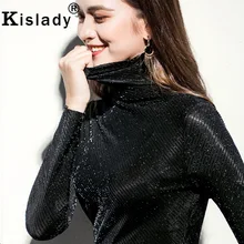 Женская Блестящая рубашка для фитнеса киследи 2020 осенне зимние