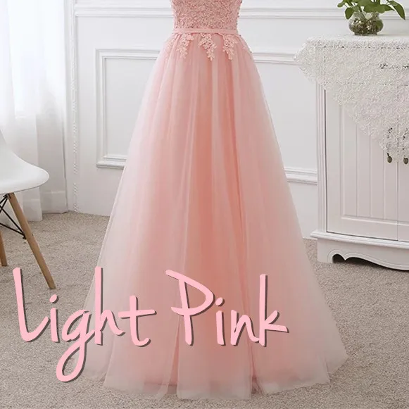 Light Pink Тюлевое кружевное вечернее платье трапециевидной формы с коротким рукавом, новинка, элегантное платье для выпускного вечера, красное, зеленое, синее, серое, розовое, много цветов EN05 - Цвет: Light Pink