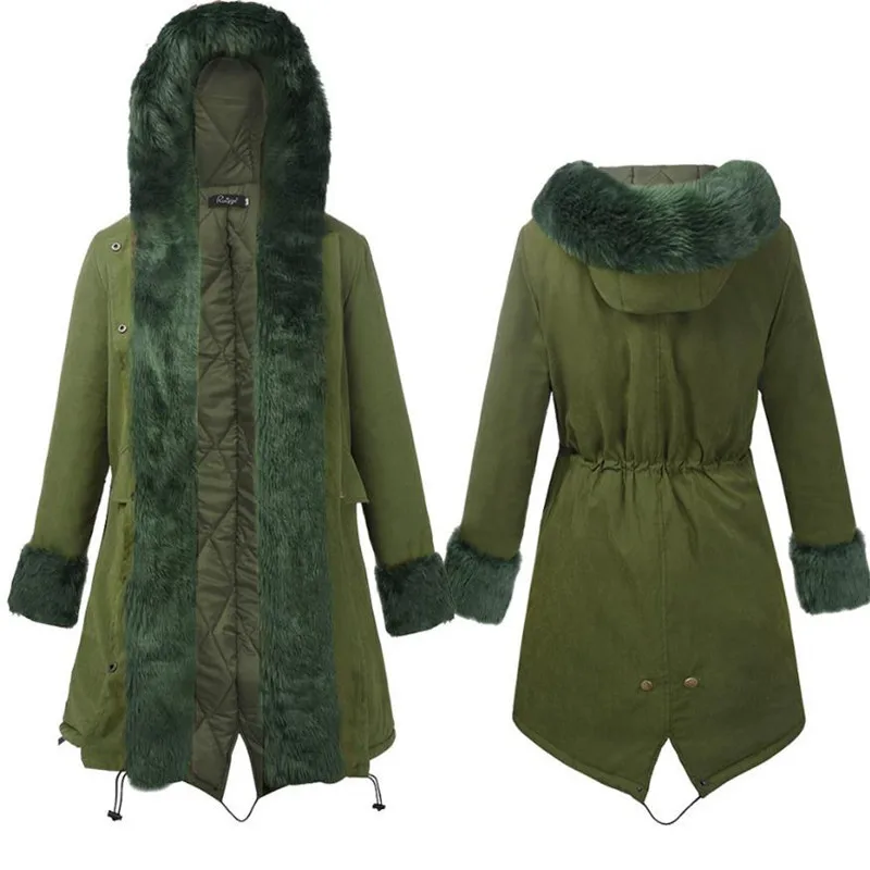 Европейская и американская женская теплая длинная толстая куртка с капюшоном