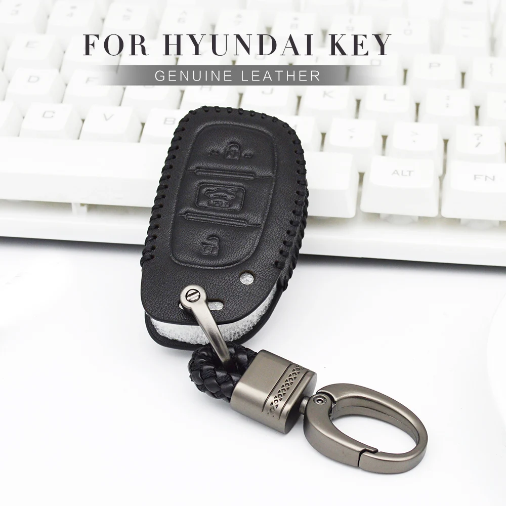 Кожаный чехол для автомобильного ключа Hyundai Santa Fe Elantra Solaris I20 I10 I40 IX35 ix25 Creta Tucson Getz