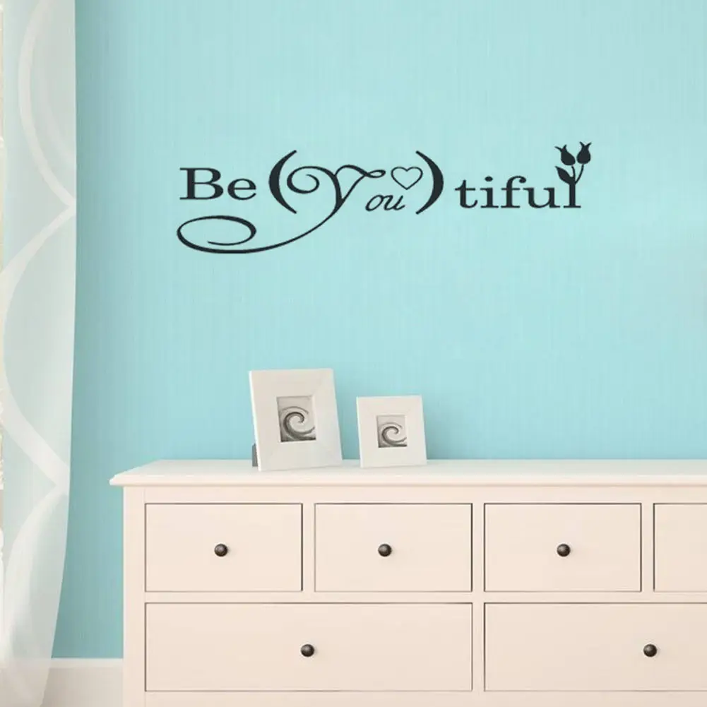 BE YOU TIFUL Quote Vinyl Wall Decal Lettering Decor Sticker Nursery BEAUTIFUL | Дом и сад