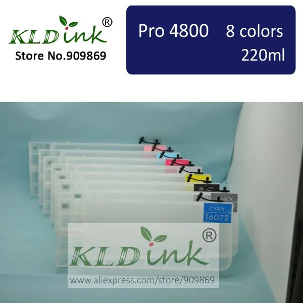 

Совместимый картридж с чернилами [Чернила КЛД] для широкоформатного струйного принтера Stylus Pro 4800 (8 картриджей с чипом)