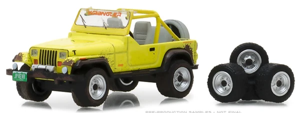 Зеленый свет 1: 64 1991 J eep YJ с брызгами грязи и запасными шинами автомобильные