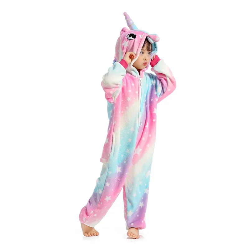 NewKigurumi Unicorn Pajamas for Boys Girls Pyjamas Animal Pegasus Pijamas Onesies Winter Kids Children Sleepwear | Мать и ребенок