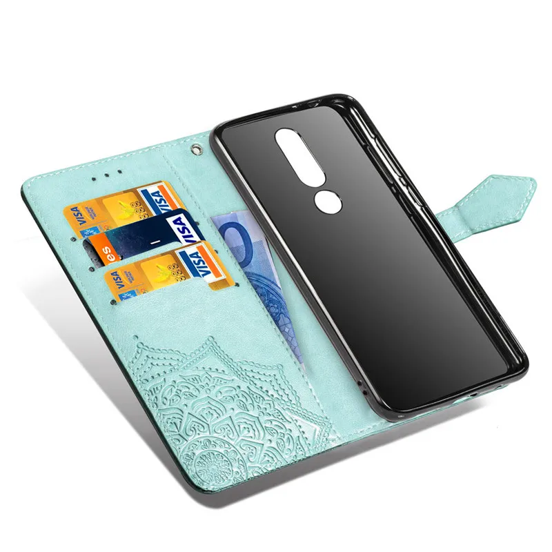 Роскошный чехол для Nokia 5 1 Plus кошелек карта искусственная кожа флип магнит