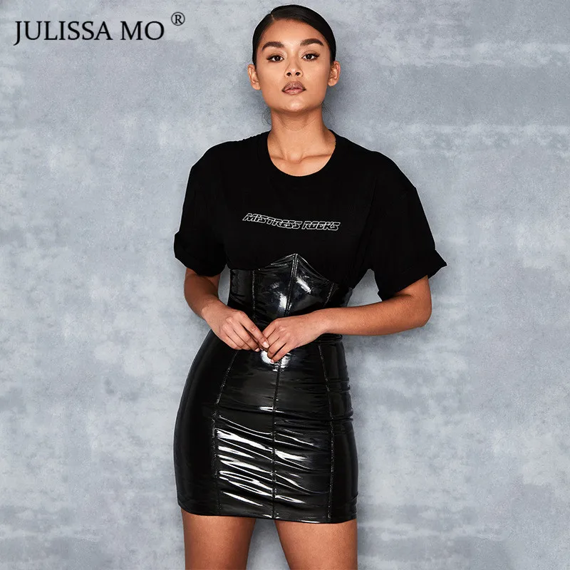 Женская Кожаная мини юбка JULISSA MO черная облегающая карандаш из искусственной