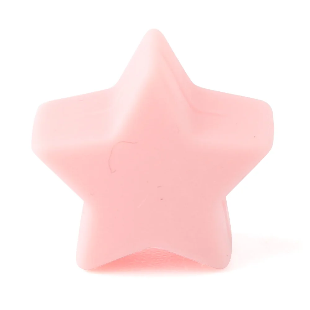 Candy Pink KEEP& GROW, 14 мм, 10 шт., силиконовые бусины со звездами, продукты для детей из пищевого силикона, жевательные пустышки, бусы-цепочки, Детские Прорезыватели, игрушки для прорезывания зубов - Цвет: Candy Pink