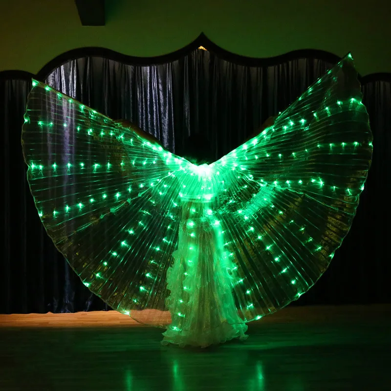 Ruoru Women Belly Dance Props LED Isis Wings with Adjustable Stick Girls White Green Yellow Red Color | Тематическая одежда и