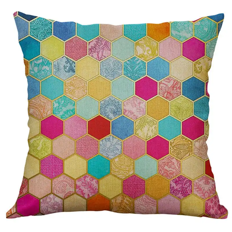 A Ouneed из льна и общим размером 45*45 см стул кровать, наволочка подушки мода дома покрытие стола из натурального хлопка "сделай сам" зигзаг оранжевый 19FEB21 - Цвет: A