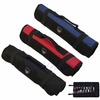 22 pockets hardware tools roll plier screwdriver spanner carry case pouch bag black color