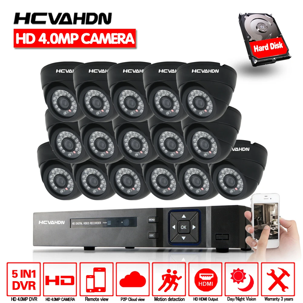 HCVAHDN CCTV домашняя система 16CH 5MP NVR 4.0MP AHD камера видеонаблюдения Система