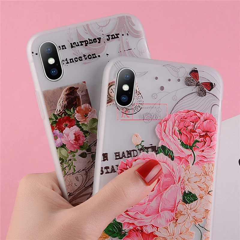 Lovebay Телефон чехол для iPhone 6 6s 7 8 Plus X XR XS Max 5 5S SE модный объемный красивые цветы