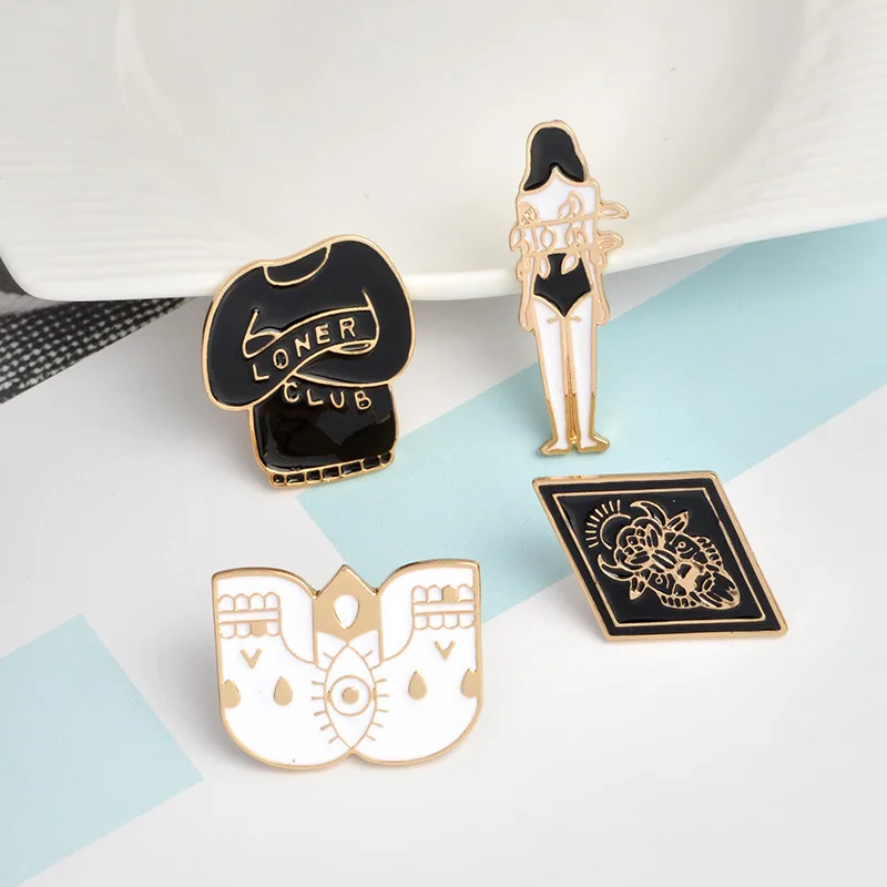 7pcs/set Skeleton doll totem girl Series Alloy Enamel Brooches Badges Hard enamel Cartoon pins Fashion Hat Backpack Accessory | Украшения и
