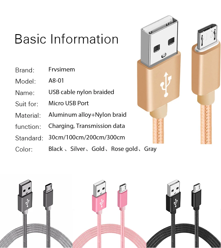 Frvsimem Micro USB кабель 2A 2.1A Быстрая зарядка usb для samsung Galaxy huawei Xiaomi данных 1 м 2
