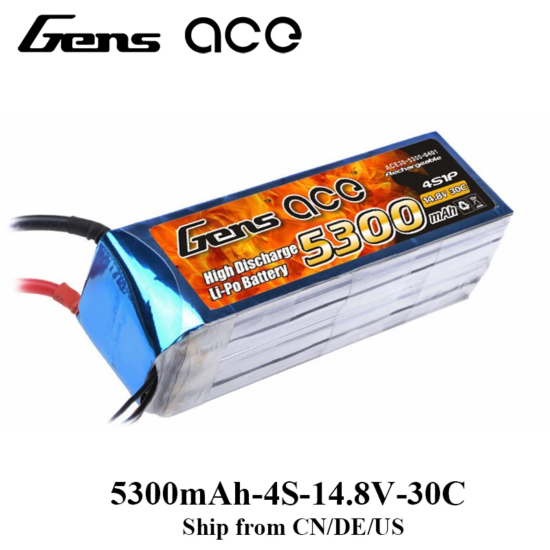 Gens ace Lipo аккумулятор 4S 5300mAh Lipo 14,8 V аккумулятор RC аккумулятор для RC самолета RC лодки 700 вертолета дрона
