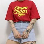 Sunfiz YF Chupa Chups Женская модная Милая уличная футболка с графическим рисунком хипстерские повседневные свободные красные футболки