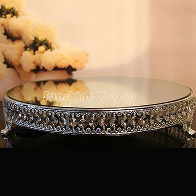 Silver 18 inch 18 дюймов хрустальные бусины подставка для торта Серебряная/позолоченная зеркальная поверхность подставка для десерта 1" Свадебная вечеринка украшение стола инструмент для выпечки - Цвет: Silver 18 inch