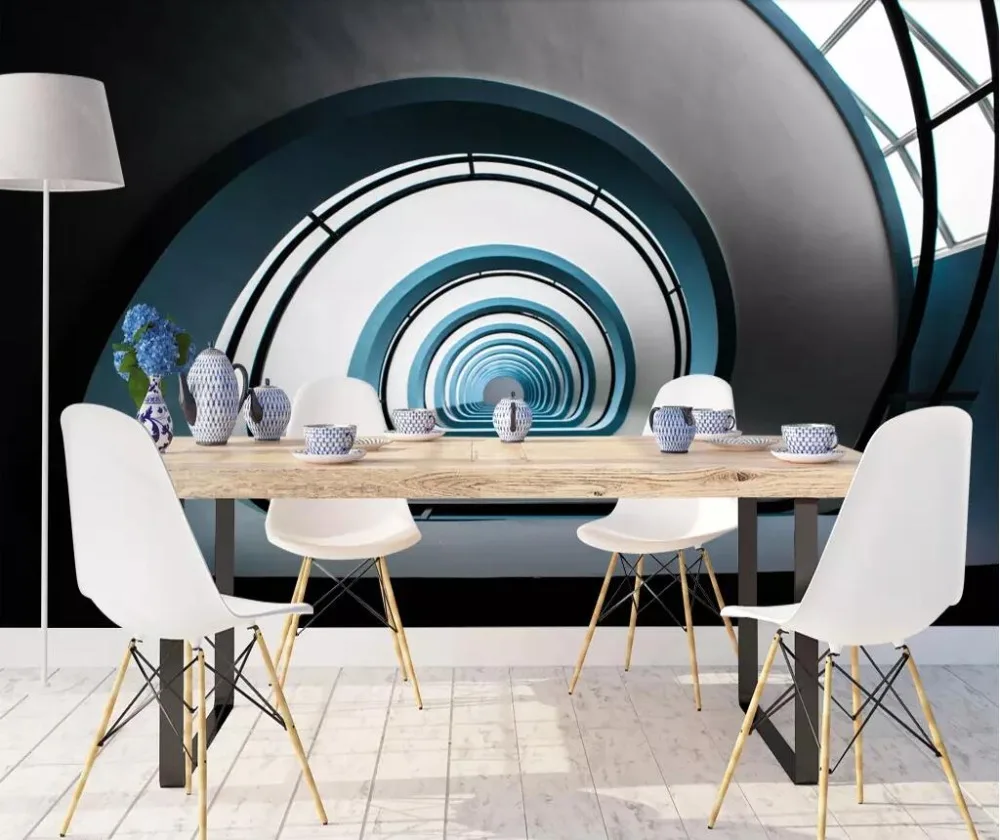 3D three-dimensional European retro extension space tunnel industrial wind background wall painting | Обустройство дома