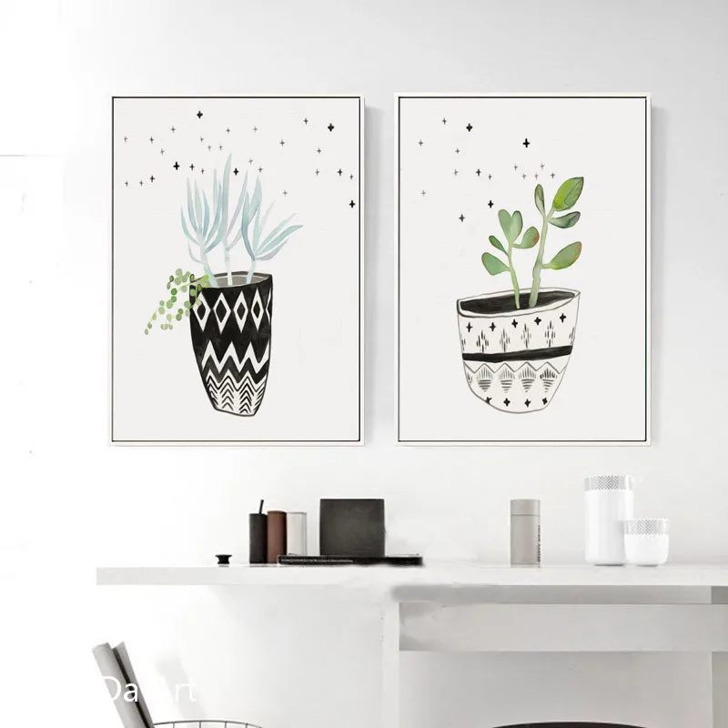 Без рамки пасторальный прозрачный Весенний Лист алоэ вера ваза холст печать