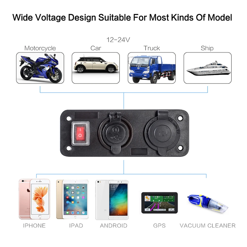 Автомобильное зарядное устройство с двумя USB портами а 12 В|Зажигалка| |