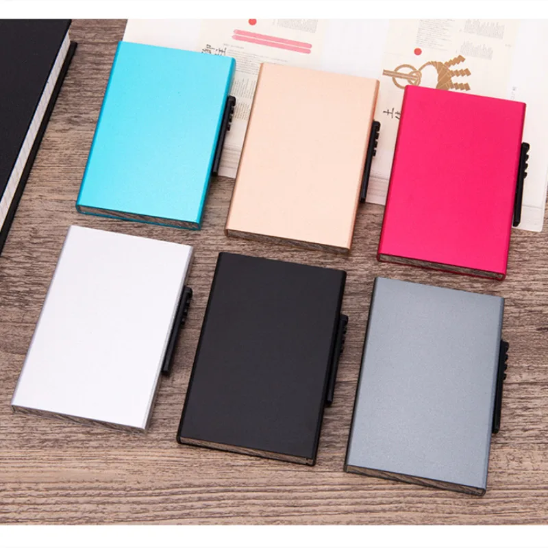

2019 New RFID Blocking Card Holder PU Leather Coin Purses Aluminum alloy Fashion Card Box Case Casual Finger Grip Card Wallet