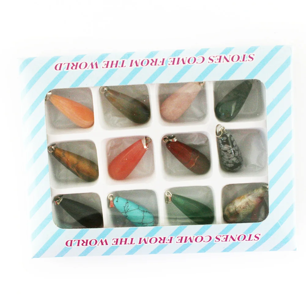 2015 модные подвески из натурального камня в ассортименте форме капли для женщин