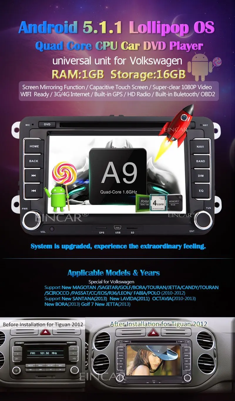 Android 5 1 автомобильный dvd плеер 2 Din gps стерео радио видео в тире Навигация резервная