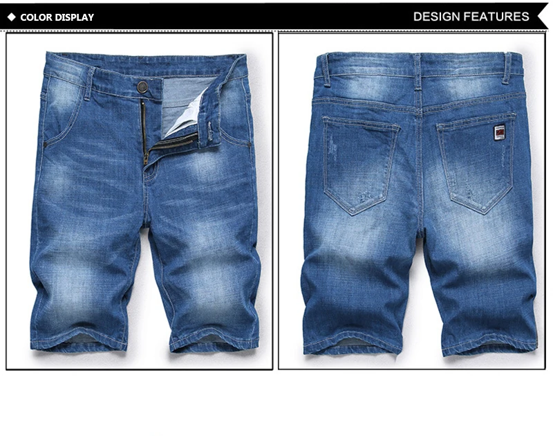 Men's Denim Shorts Good Quality Short Jeans Men Cotton Solid Straight Short Jeans Male Blue Casual Short Jeans High Quality