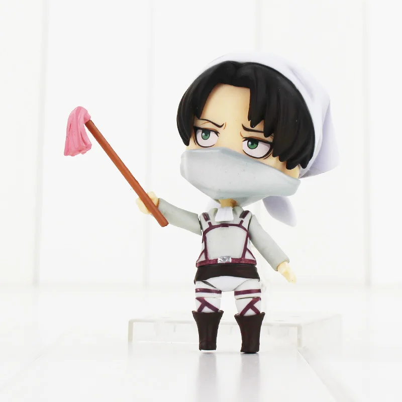 10 см Levi Ackerman Figura Giocattolo Modello Pulizia Attacco аниме su Titan ПВХ фигурка модель per i ragazzi buoni